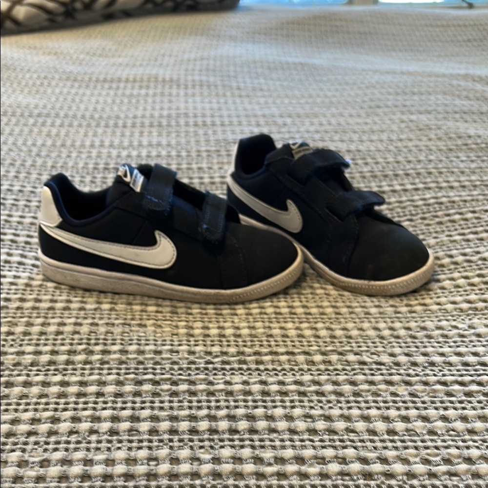 Nike Navy Blue and White Court Royale 10c Sneakers with Velcro Closure